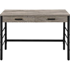 42" Brown and Black Writing Desk With Two Drawers