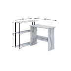 39" Antiqued White L Shape Writing Desk