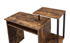 37" Oak and Black Wood and Metal Computer Desk