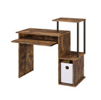 37" Oak and Black Wood and Metal Computer Desk