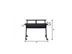 47" Black Wood and Metal Rolling Computer Desk