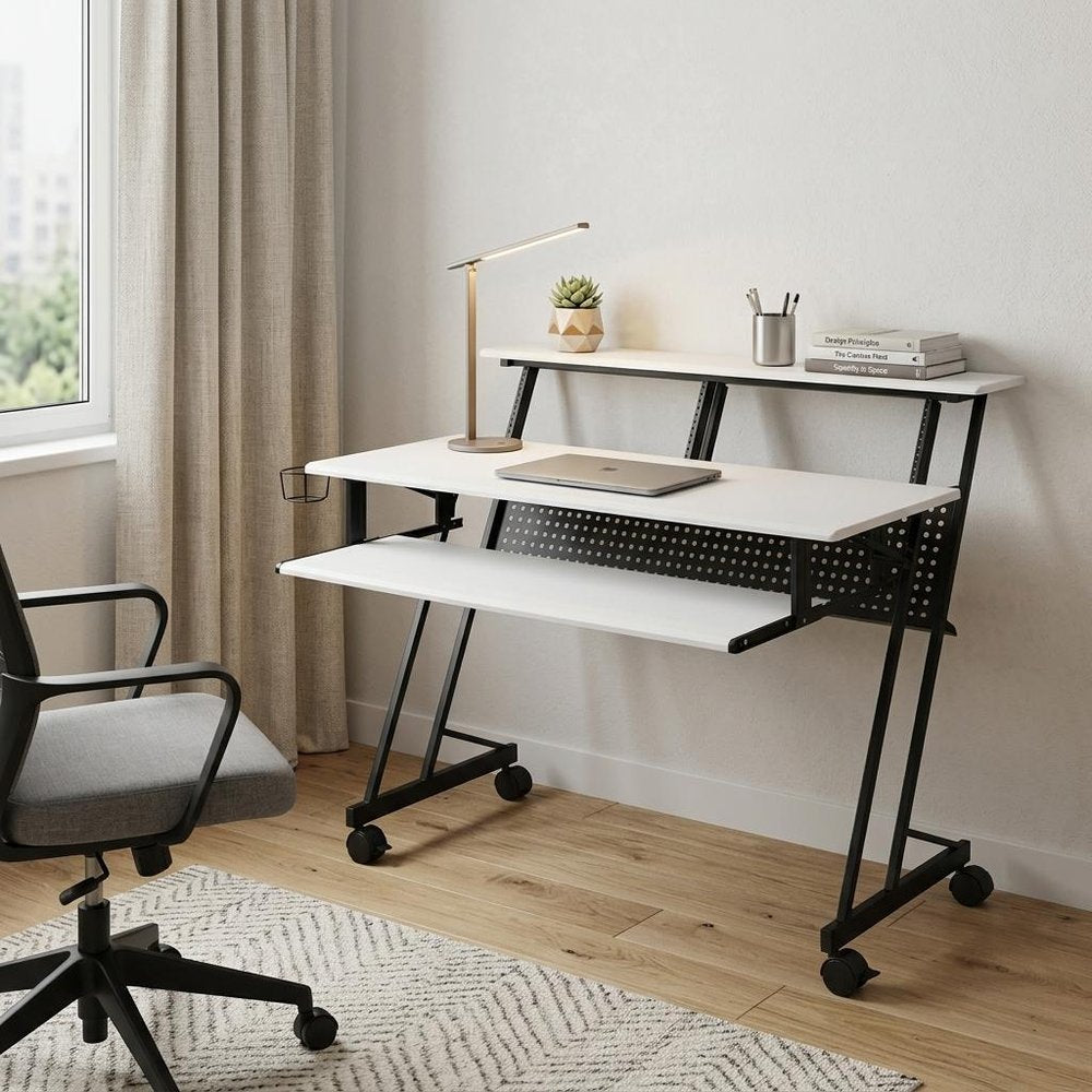 47" White and Black Computer Desk