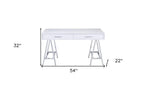 54" White and Silver Writing Desk With Two Drawers