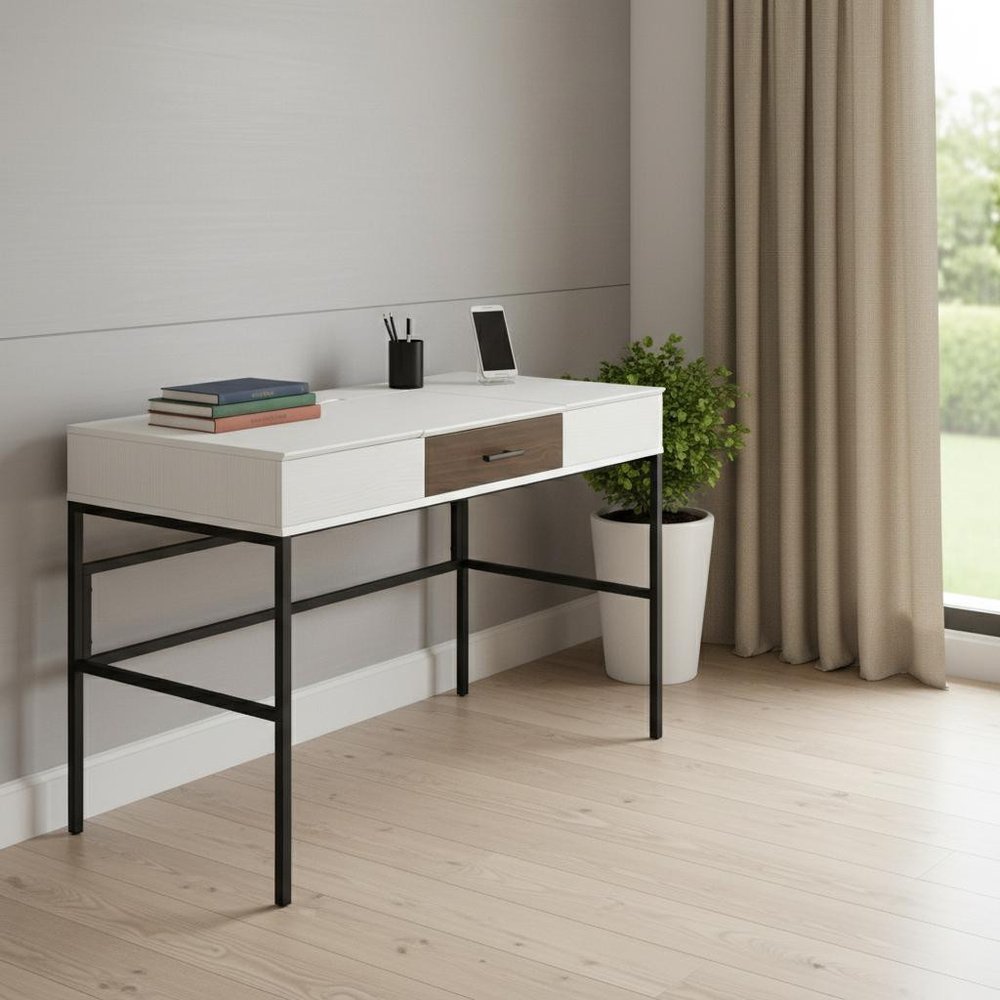 42" White and Black Writing Desk