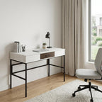 42" White and Black Writing Desk