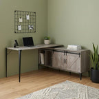 65" Gray and Black L Shape Writing Desk