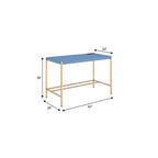 42" Navy Blue and Gold Writing Desk