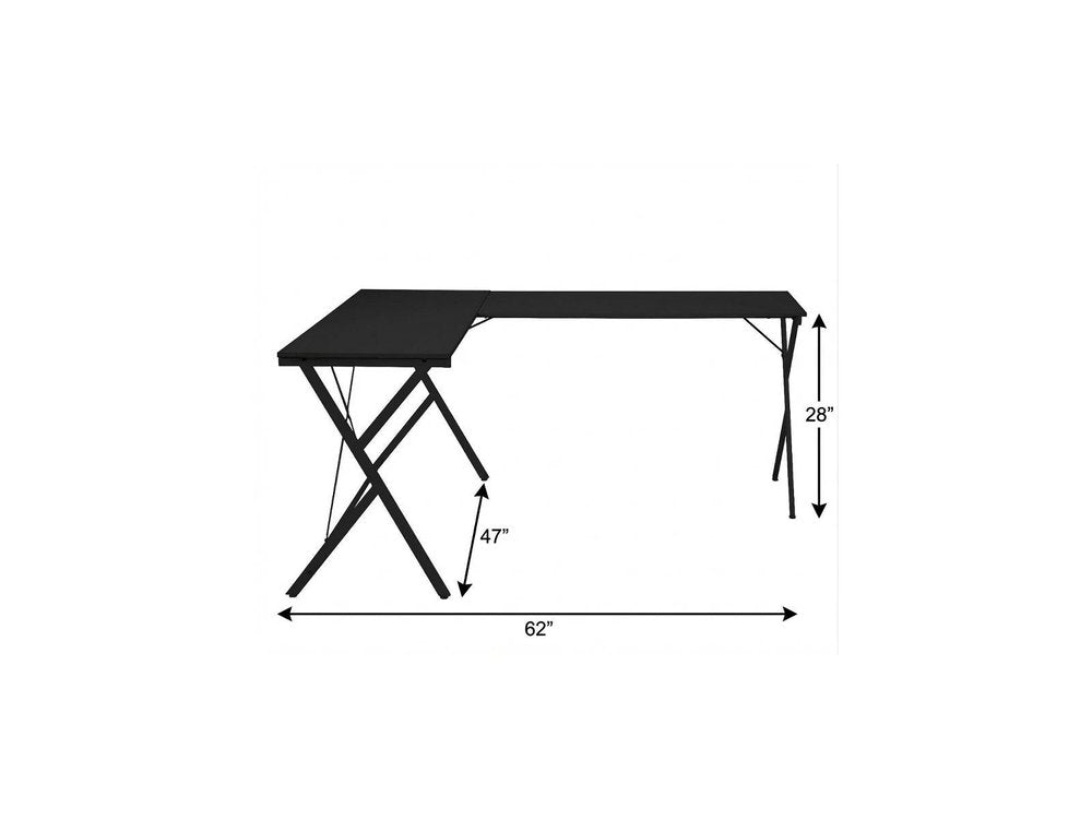62" Black L Shape Computer Desk