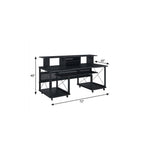 72" Black Wood and Metal Rolling Computer Desk