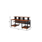 72" Brown and Black Wood and Metal Rolling Computer Desk