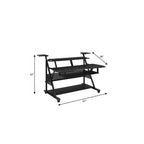 67" Black Wood and Metal Rolling Computer Desk