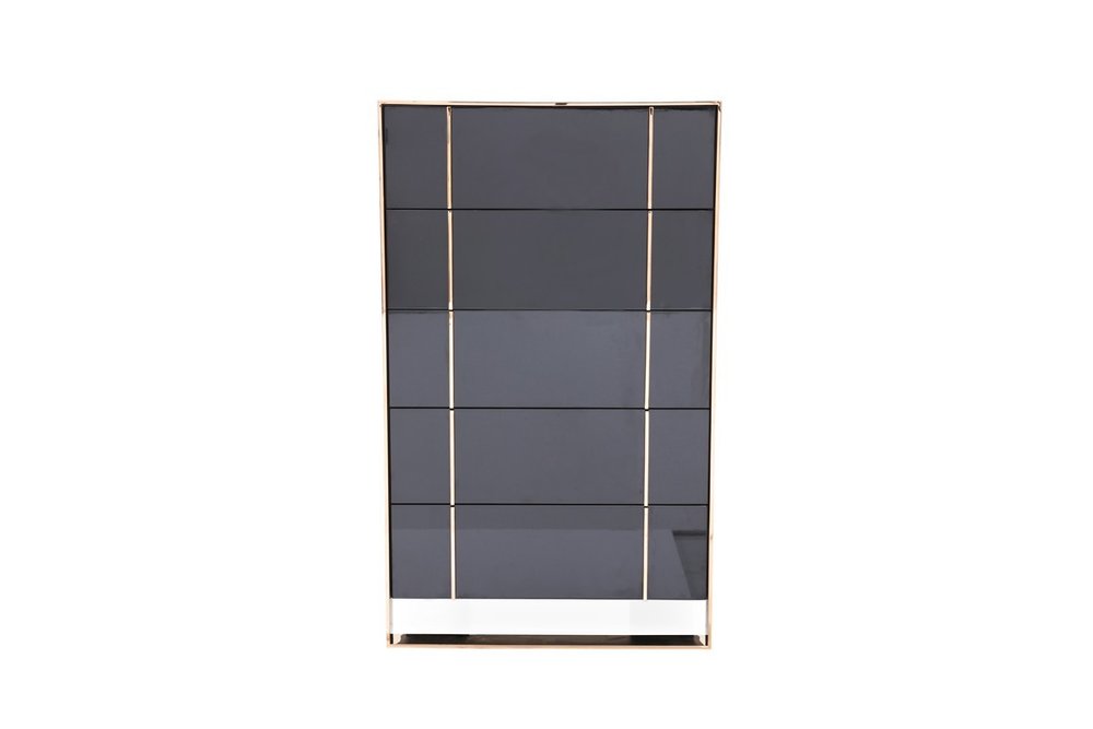 55" Black And Gold Solid Wood Six Drawer Double Dresser
