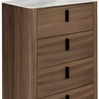 28" Black And White Wood Five Drawer Dresser