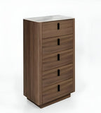 28" Black And White Wood Five Drawer Dresser