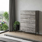 33" Black And Gray Wood Five Drawer Dresser