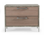 20" Brown And Gray Solid and Manufactured Wood Two Drawer Nightstand