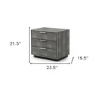 22" Gray Solid and Manufactured Wood Shagreen Three Drawer Nightstand