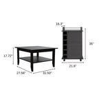 22" Brown and Black Open shelving Bar Cart and Coffee Table