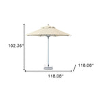 10' Ecru Polyester Round Tilt Cantilever Patio Umbrella with Stand