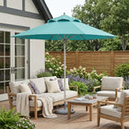 10' Aqua Polyester Round Tilt Cantilever Patio Umbrella with Stand