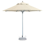 13' Ecru Polyester Round Tilt Cantilever Patio Umbrella with Stand