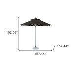13' Black Polyester Round Tilt Cantilever Patio Umbrella with Stand