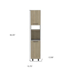 82" Gray And Oak Wood Pantry Or Storage Closet