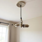 Brass Bulb Two Light Metal Chandelier