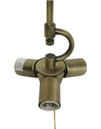 Antiqued Brass Bulb Three Light Metal Chandelier