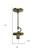 Antiqued Brass Bulb Three Light Metal Chandelier