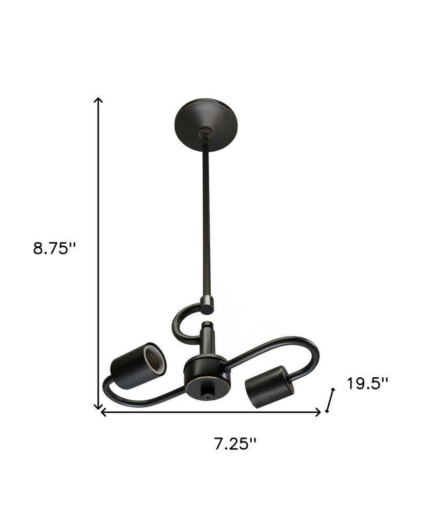 Bronze Bulb Two Light Metal Chandelier