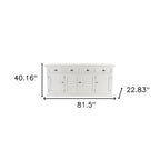 82" White Solid Wood Buffet Table