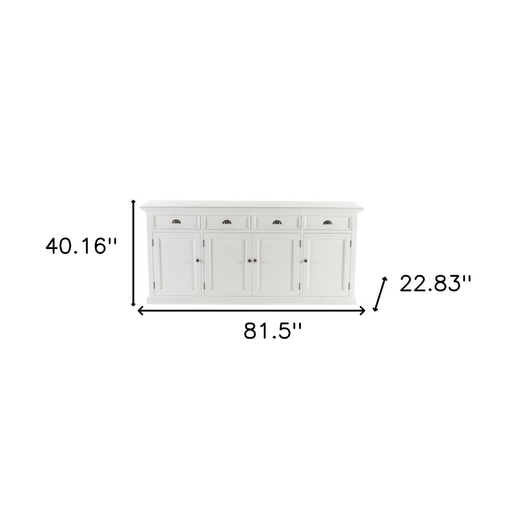 82" White Solid Wood Buffet Table