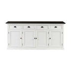 81" White & Black Solid Wood Buffet Table