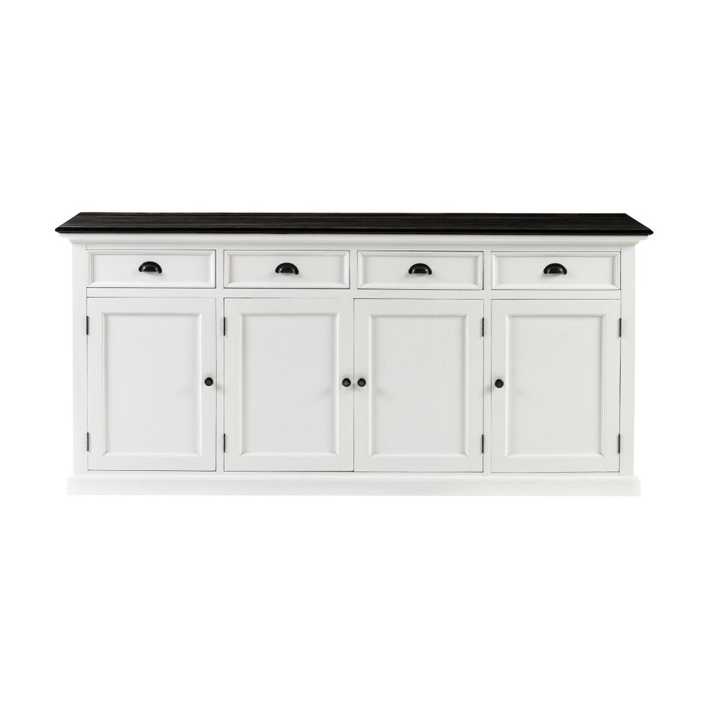 81" White & Black Solid Wood Buffet Table
