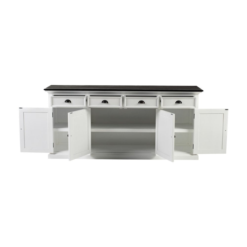 81" White & Black Solid Wood Buffet Table