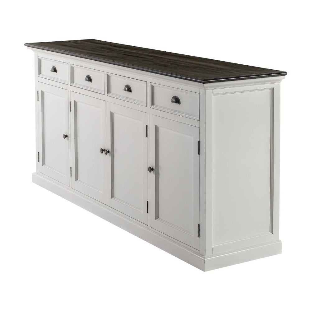 81" White & Black Solid Wood Buffet Table