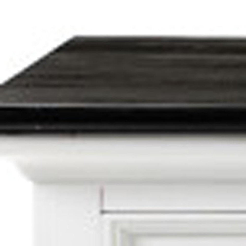 81" White & Black Solid Wood Buffet Table
