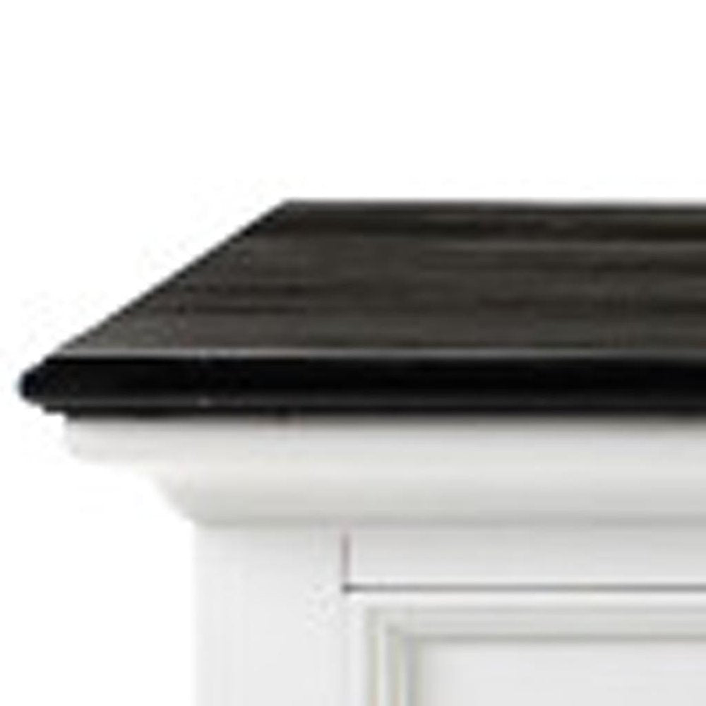 81" White & Black Solid Wood Buffet Table