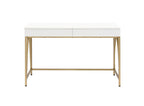 50" White And Gold Wood and Steel Vanity Table With Two Drawers