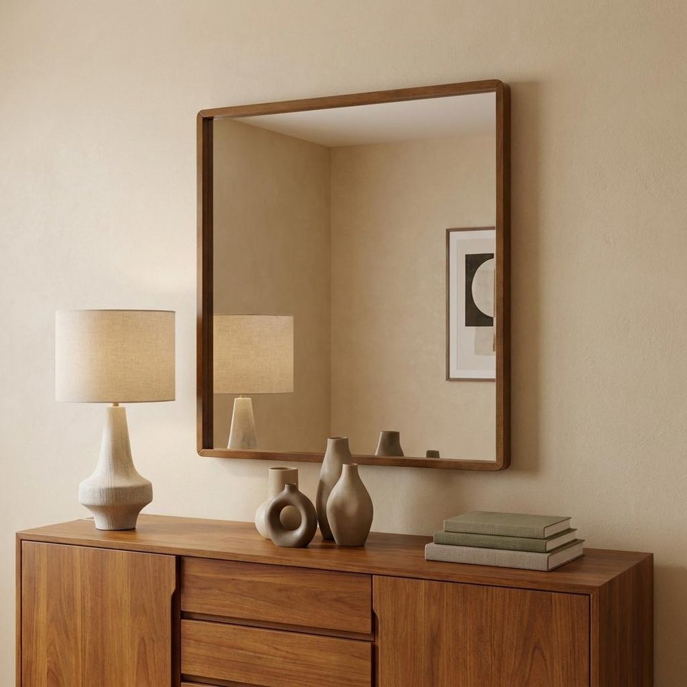 40" Brown Wood Framed Accent Mirror