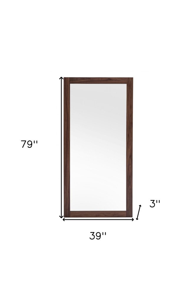 79" Brown Wood Leaning Framed Accent Mirror