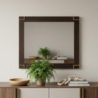 33" Brown and Gold Wood Framed Accent Mirror