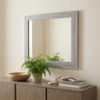 40" Gray and Silver Wood and Metal Framed Accent Mirror