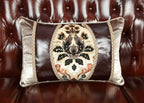 69" Brown And Walnut Top Grain Leather Curved Loveseat and Toss Pillows