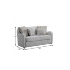 63" Beige And Black Linen Curved Loveseat and Toss Pillows