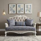 64" Beige 100% Linen And White Love Seat