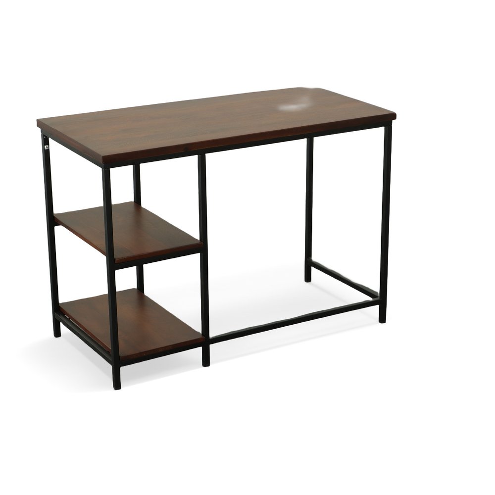 42" Chestnut and Black Solid Wood and Stainless Steel Computer Desk