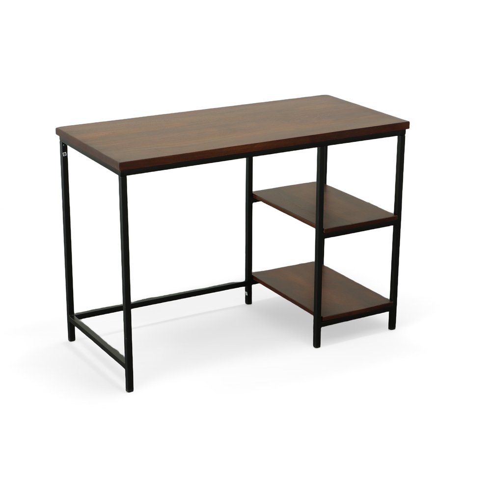 42" Chestnut and Black Solid Wood and Stainless Steel Computer Desk
