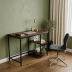 42" Chestnut and Black Solid Wood and Stainless Steel Computer Desk